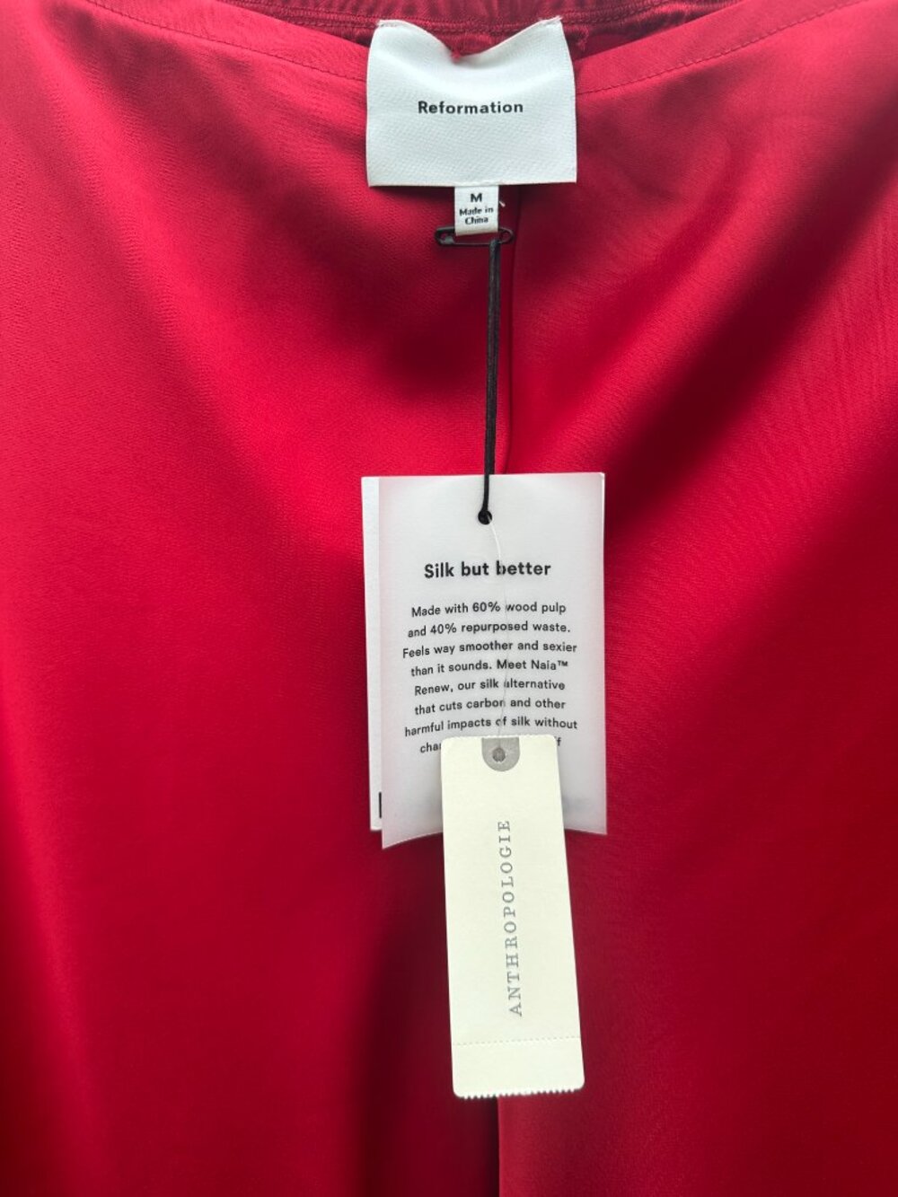 NWT Reformation Gale Satin Mid Rise Bias Pant Lipstick Elastic Waist M - Picture 5 of 8